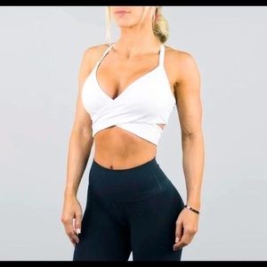 White Alphalete Criss Cross Sports Bra